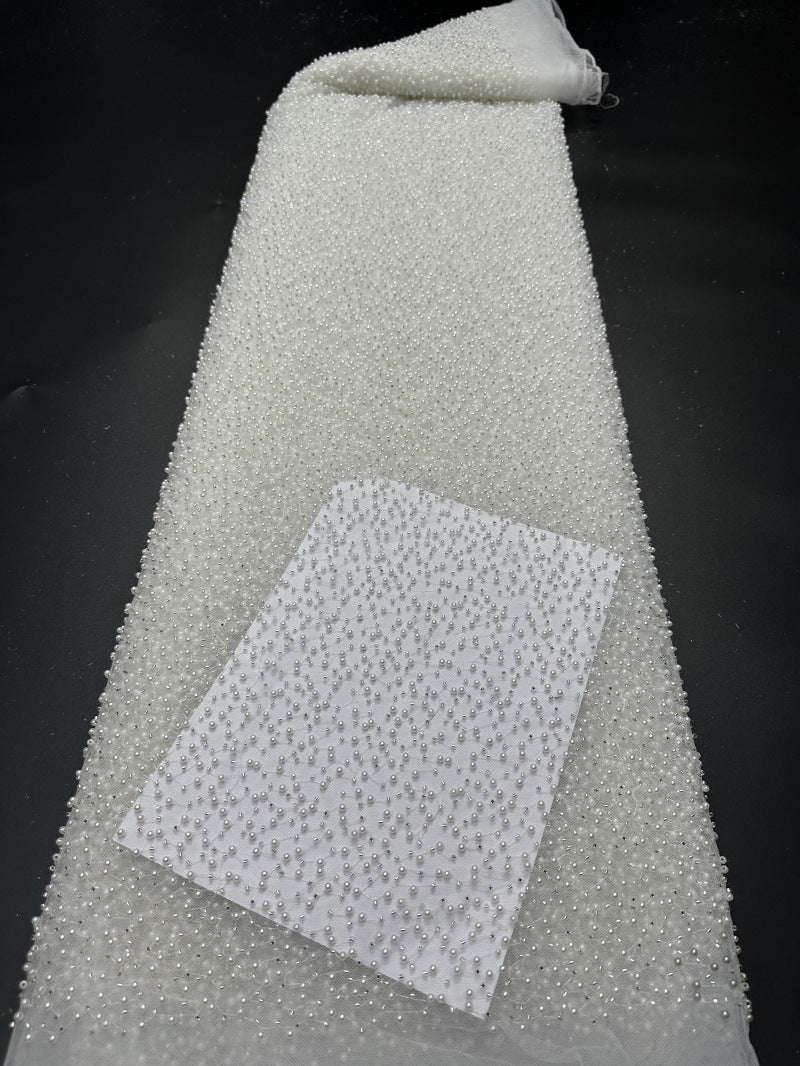 Double-Bead Embroidered Irregular Mesh Fabric — fabric photo 6