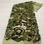 Two-Tone Cordwork Bead & Sequin Embroidered Fabric — fabric photo 5