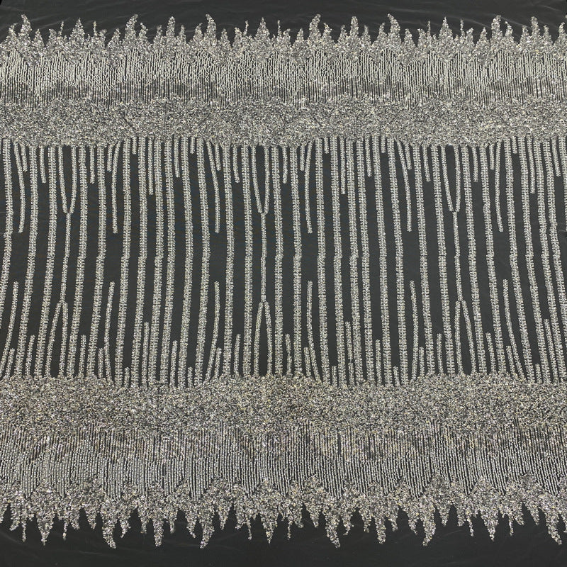 3/5 mm Sequin & Bugle-Bead Embroidered Bridal Fabric