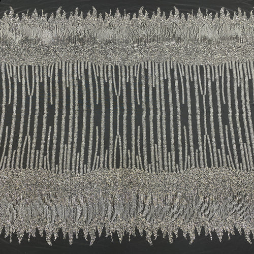 3/5 mm Sequin & Bugle-Bead Embroidered Bridal Fabric