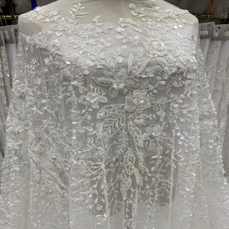 3D Sequin Embroidered Bridal Fabric – Design 75967 — fabric photo 4