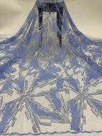Corded Double-Bead and 4/7 mm Crystal Sequin Fabric