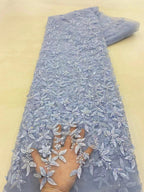 Floral Laser-Cut Bead & Sequin Bridal Fabric — fabric photo 4