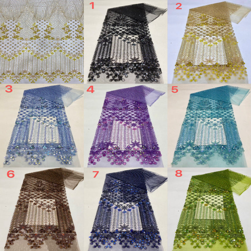 Heavy Bugle Bead & Mixed Sequin Bridal Fabric - Style 59989