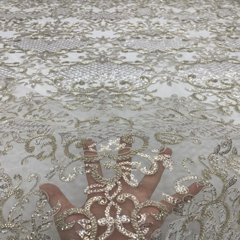 Sequin Embroidered Bridal Fabric – Design 49439 — fabric photo 3