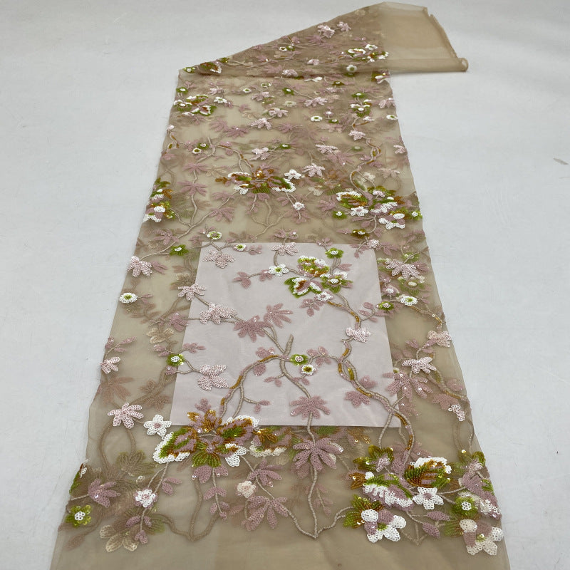 Multicolor Laminated Sequin Embroidery Fabric