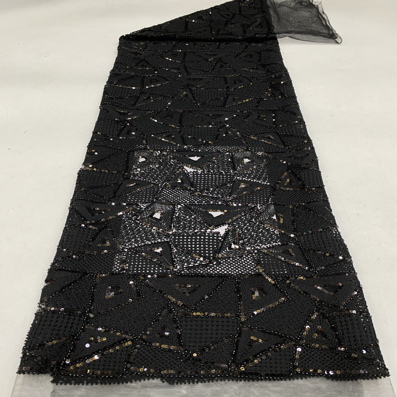 Geometric Bead Sequin Embroidery Fabric — fabric photo 4
