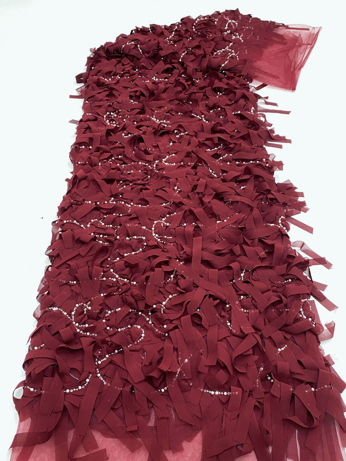 Floral Beaded Sequin Embroidery Fabric for Gowns — fabric photo 6