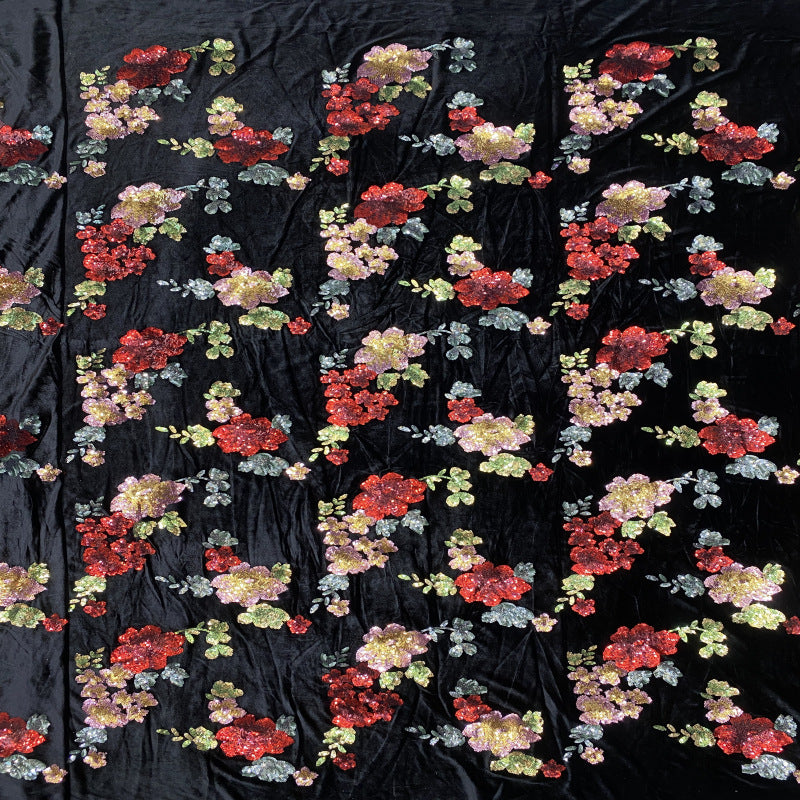 Velvet Base Eight-Color Sequin Embroidery Fabric — fabric photo 5