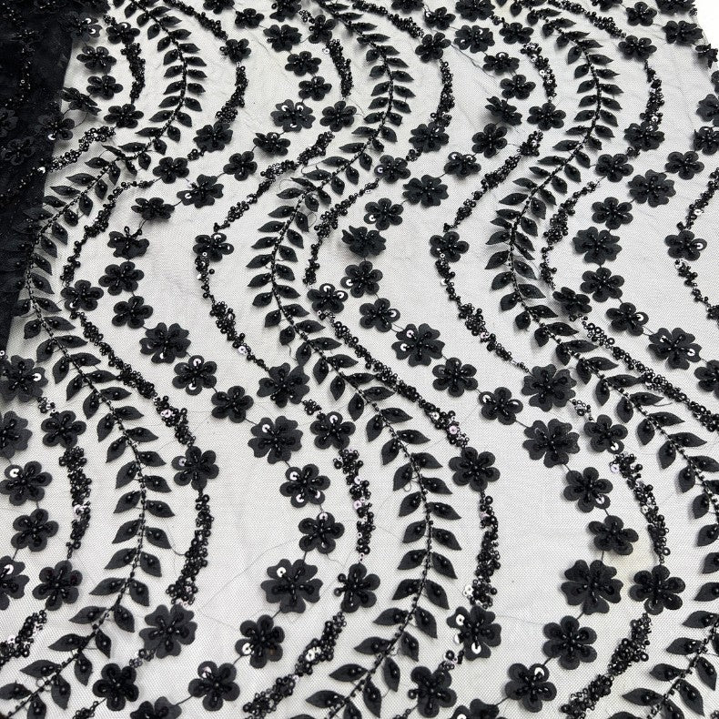 Bugle Bead & Seed Bead Mesh Lace — fabric photo 3