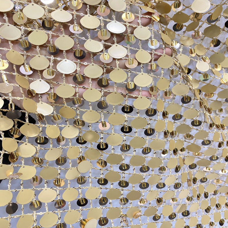 3/9/12/18 mm Sequin Embroidered Bridal Fabric — fabric photo 2