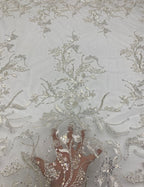 3D Floral Foam Bead Sequin Bridal Gown Fabric — fabric photo 4