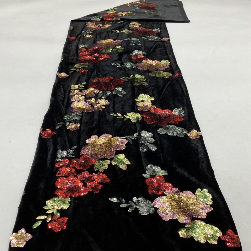 Velvet Base Eight-Color Sequin Embroidery Fabric — fabric photo 4