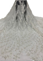 Fine 2/4 mm Crystal-Look Sequin Embroidered Bridal Fabric — fabric photo 5