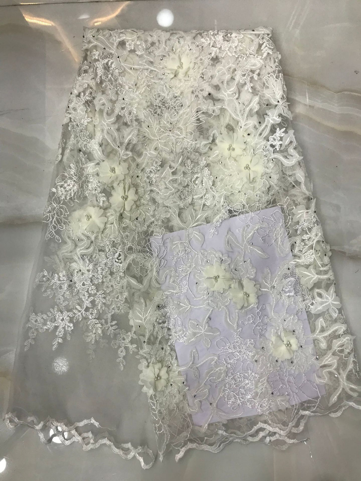 3D Laser-Cut Embroidered Bridal Fabric — fabric photo 6