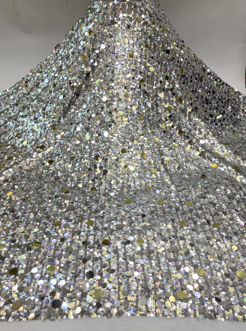 Elastic Mesh with Mixed-Size Sequins — fabric photo 6