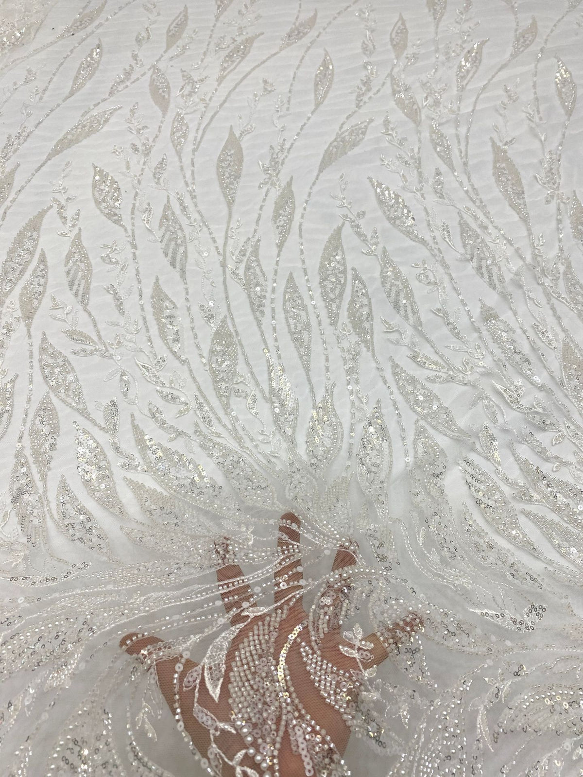 Foam Bead & 3/4mm Sequin Bridal Fabric — fabric photo 4