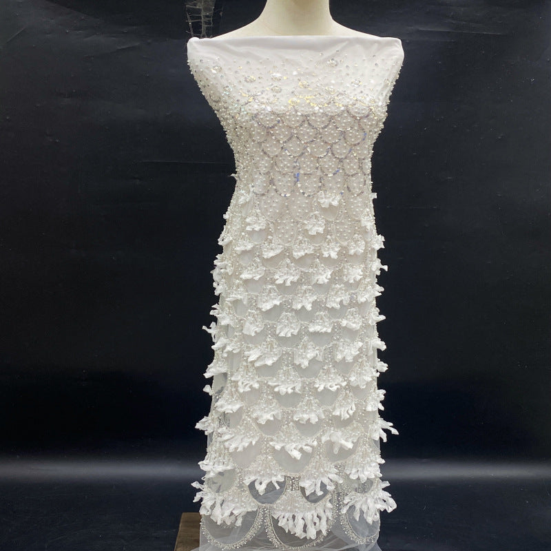 Laser Chiffon Beaded Sequin Bridal Fabric