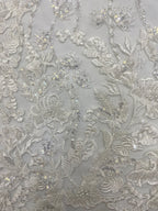 Floral Bead & 3/4mm Sequin Wedding Fabric — fabric photo 5
