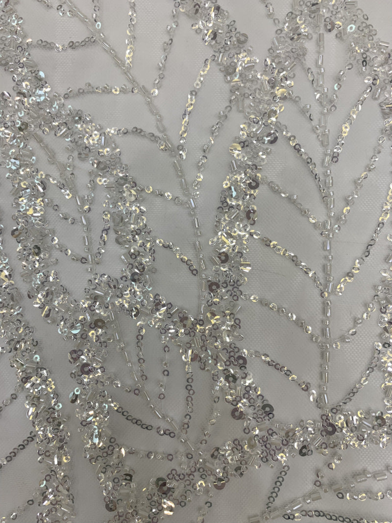 Dense Bead Embroidery & Sequin Fabric for Bridal Gowns — fabric photo 5