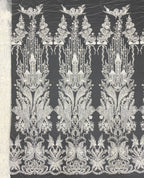 3D Floral Bugle Beaded Sequin Bridal Fabric