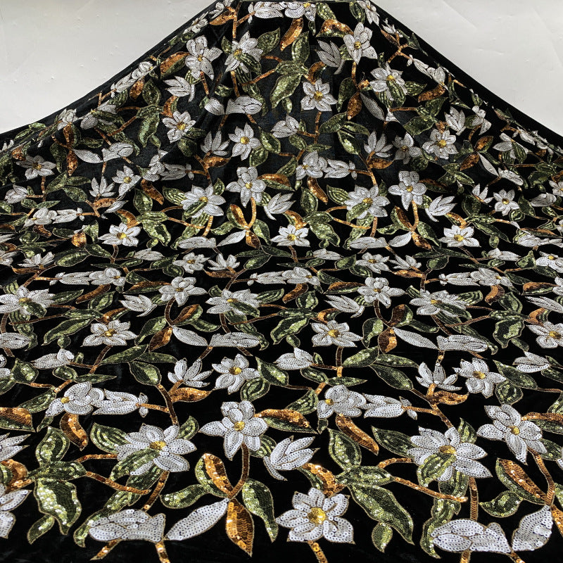 Magnolia Floral 3/5mm Sequin Fabric — fabric photo 5