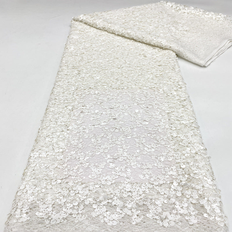 Multi-Size Sequin Embroidered Lace Fabric — fabric photo 3