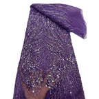 Linear Sequin Embroidered Mesh Fabric – Per Yard — fabric photo 4
