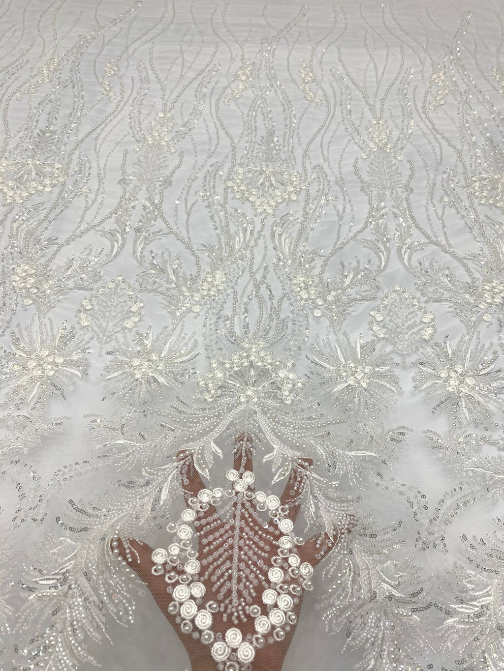Botanical Bead Sequin Fabric for Wedding Dresses — fabric photo 4