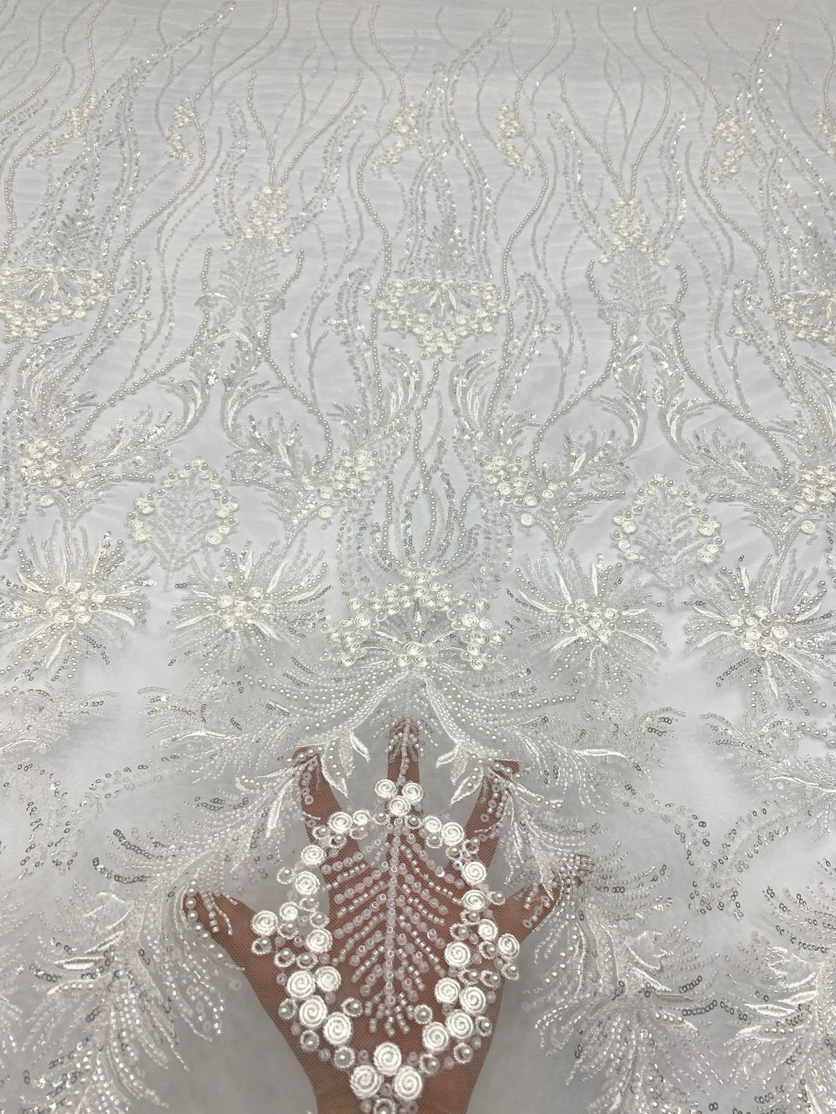 Botanical Bead Sequin Fabric for Wedding Dresses — fabric photo 4
