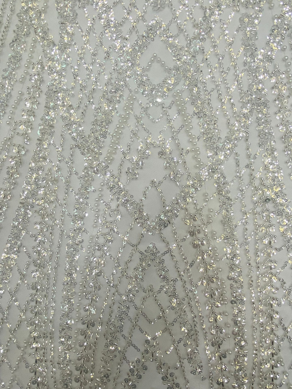 Bugle Bead & 3/5mm Sequin Embroidered Fabric — fabric photo 5