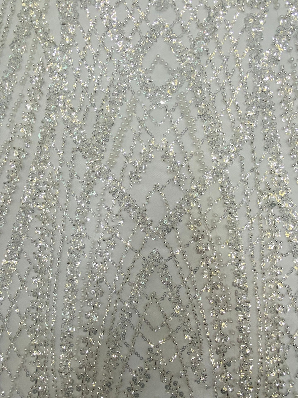 Bugle Bead & 3/5mm Sequin Embroidered Fabric — fabric photo 5