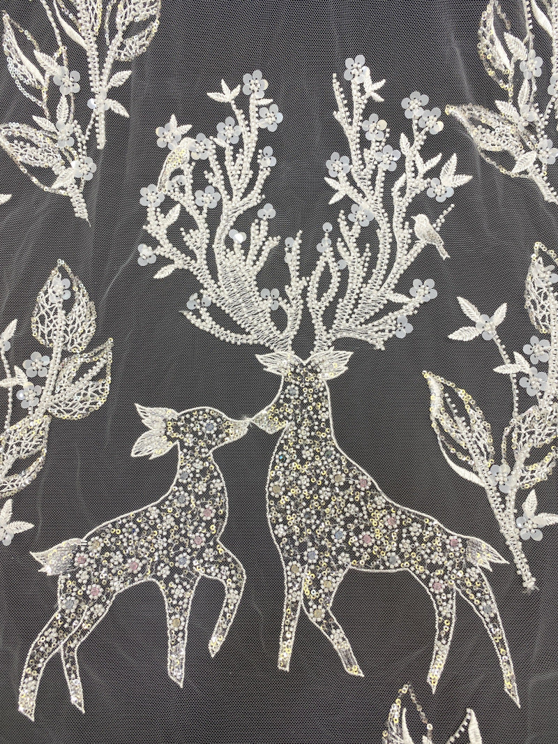 Sequin Embroidered Bridal Fabric – Design 62591 — fabric photo 3