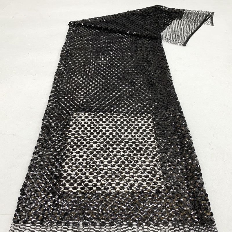 Honeycomb Mesh with 12mm Sequin Embroidery — fabric photo 4