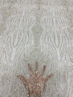 Heavy 3/4 mm Sequin & Bubble-Bead Embroidered Bridal Fabric — fabric photo 2