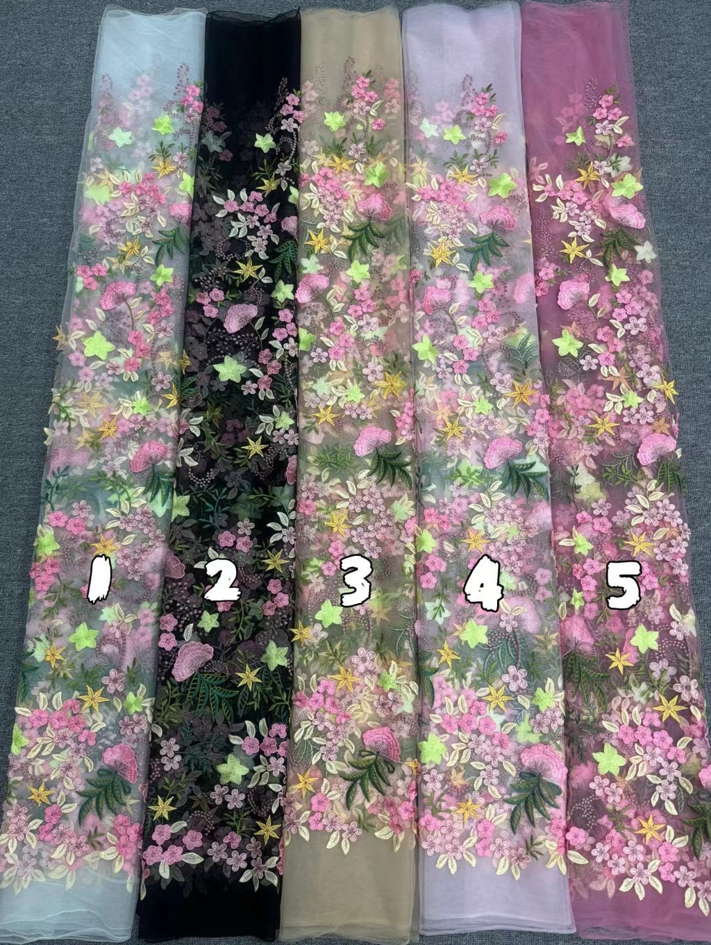 Multicolor Embroidered Bridal Fabric – Design 29087 — fabric photo 6