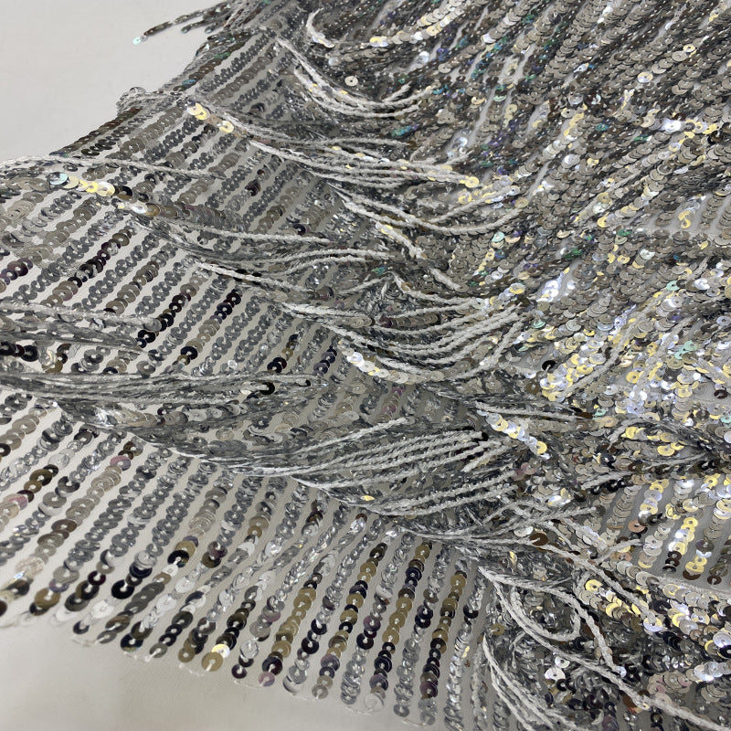 Fringed Dense 5/7mm Sequin Embroidery Fabric