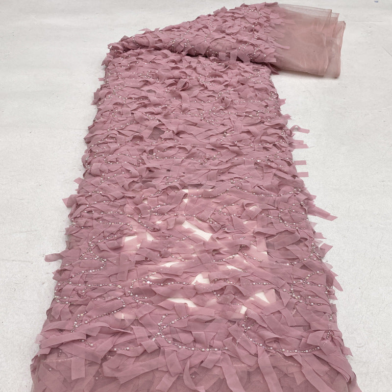 Floral Beaded Sequin Embroidery Fabric for Gowns — fabric photo 2