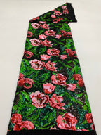 Multicolor Sequin Embroidered Chiffon Fabric