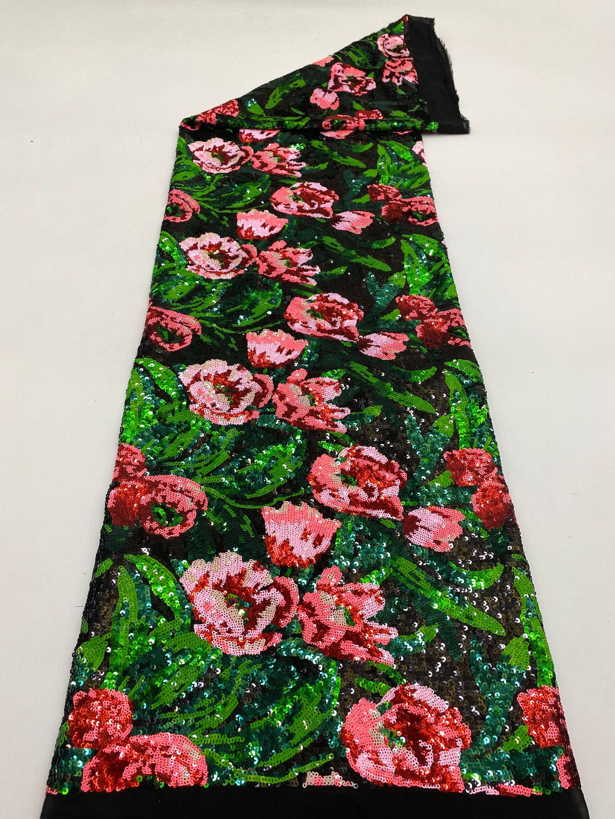 Multicolor Sequin Embroidered Chiffon Fabric