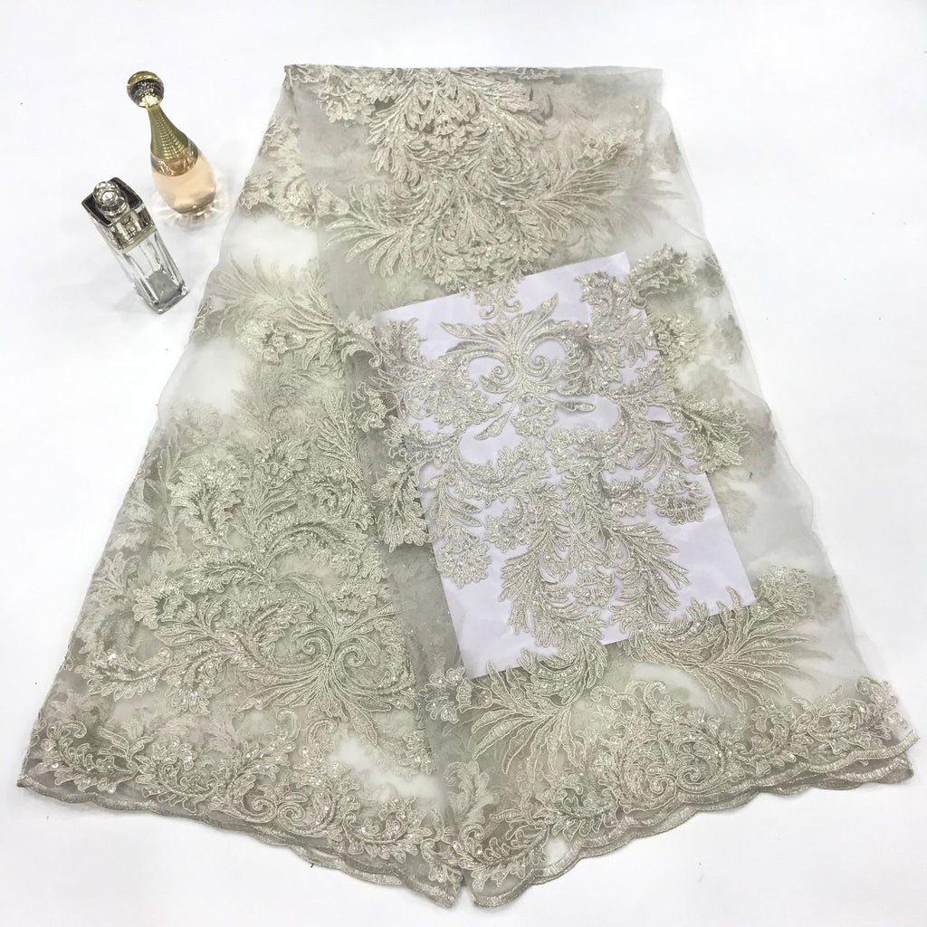 3D Sequin Embroidered Bridal Fabric – Design 21151 — fabric photo 6