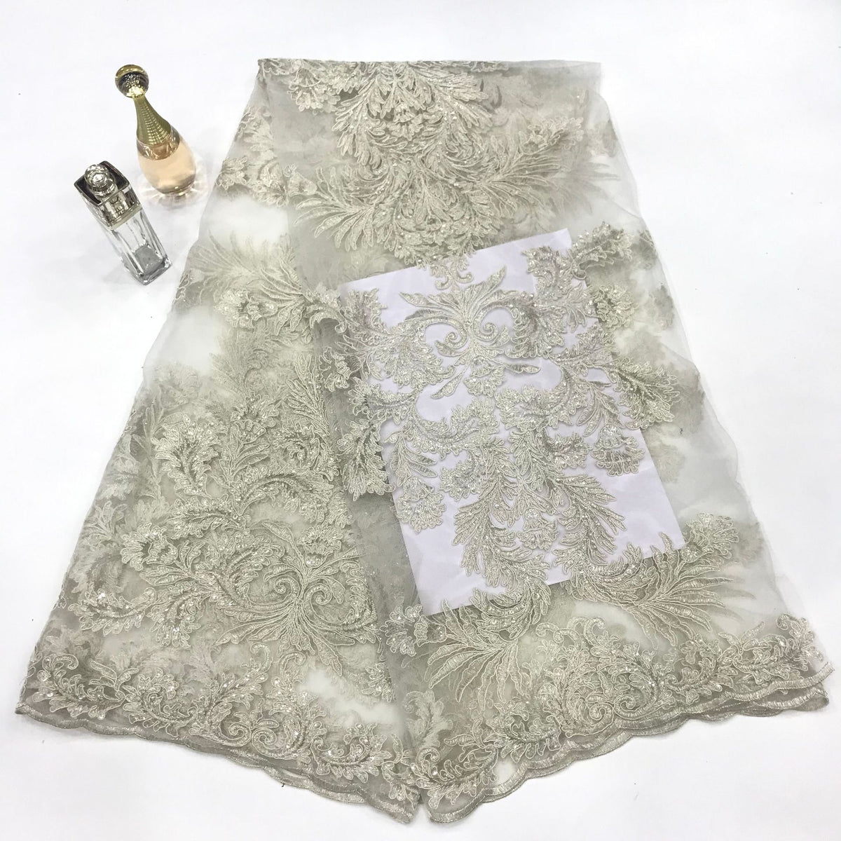 3D Sequin Embroidered Bridal Fabric – Design 21151 — fabric photo 6