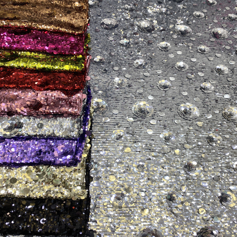 Mixed 5–18mm Sequin Embroidery Fabric