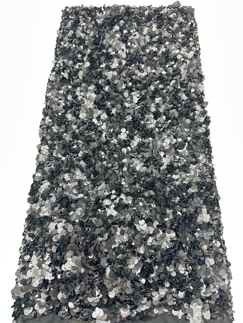Heavy 5/7/9 mm Sequin Embroidered Bridal Fabric — fabric photo 6