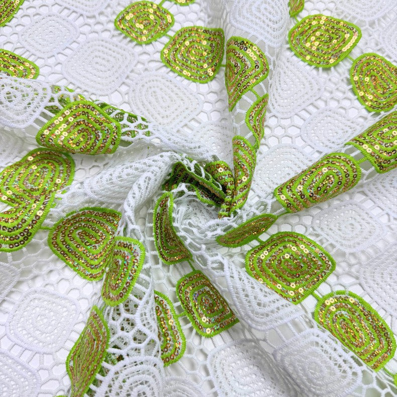 Sequin Embroidered Water-Soluble Guipure Lace Fabric — fabric photo 2