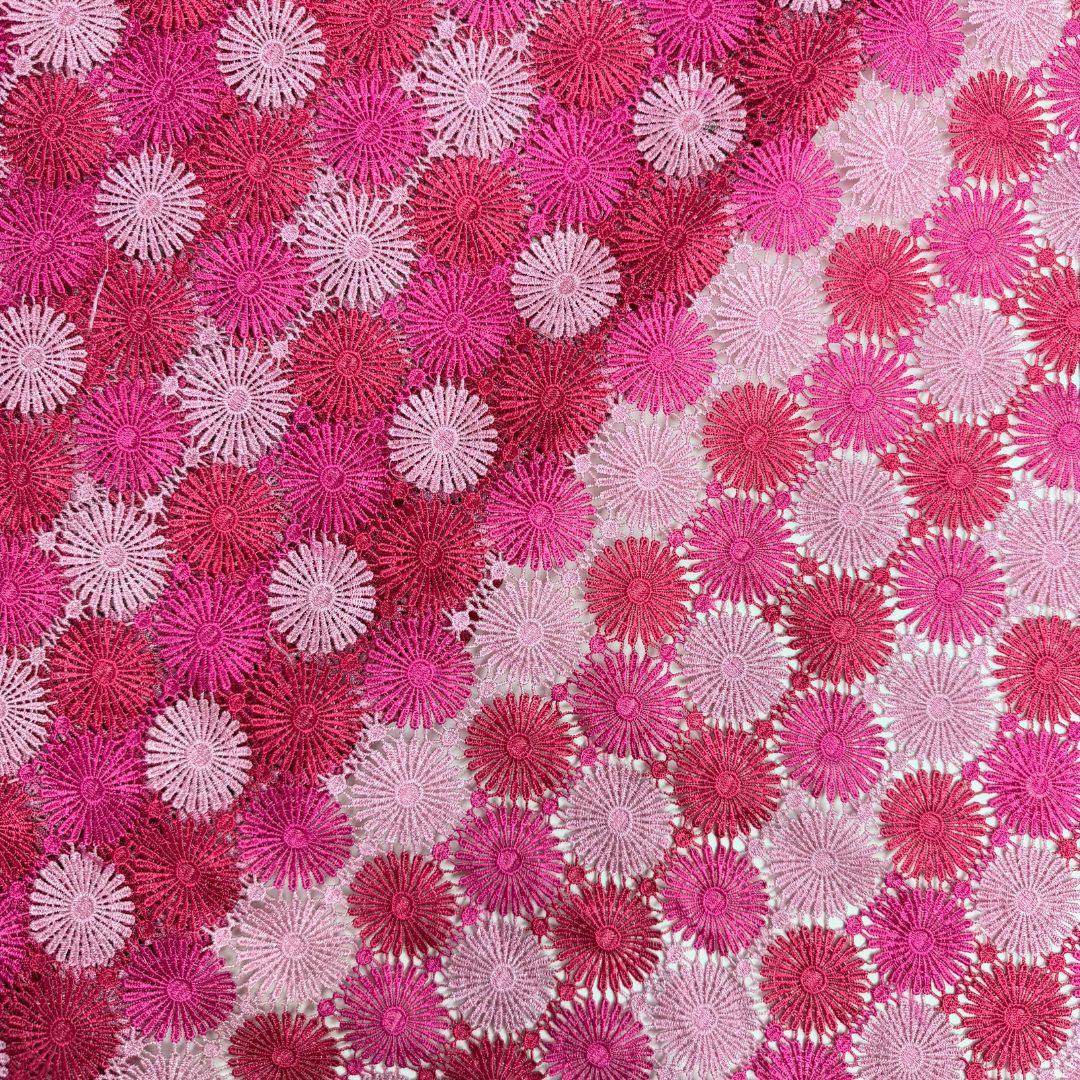 Two-Tone Water-Soluble Floral Milk-Silk Lace Fabric – Per Yard — fabric photo 2