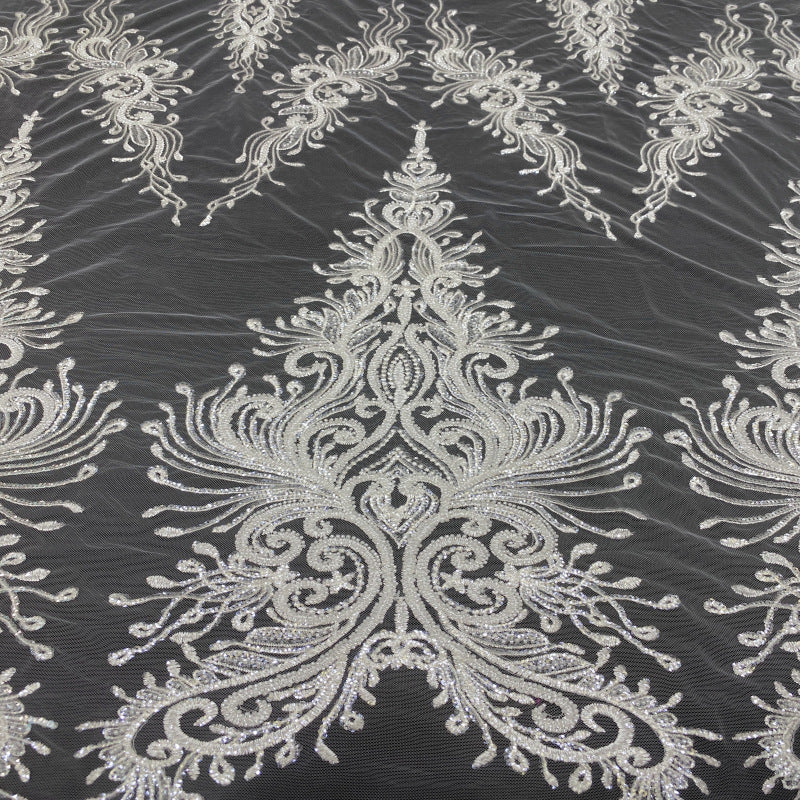 Sequin Embroidered Bridal Fabric – Design 00127 — fabric photo 3