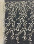 Laser-Cut Floral Silver Bead & Crystal Sequin Fabric — fabric photo 6