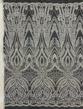 Heavy 3/4 mm Sequin & Bugle-Bead Embroidered Bridal Fabric – Design 94207 — fabric photo 6