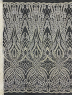 Heavy 3/4 mm Sequin & Bugle-Bead Embroidered Bridal Fabric – Design 94207 — fabric photo 6